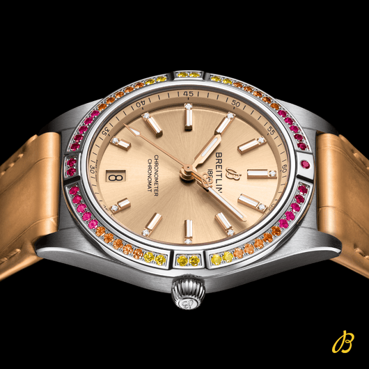 Breitling Chronomat Automatic 36 South Sea Brown Dial Brown Leather Strap Watch for Women - A10380611A1P1