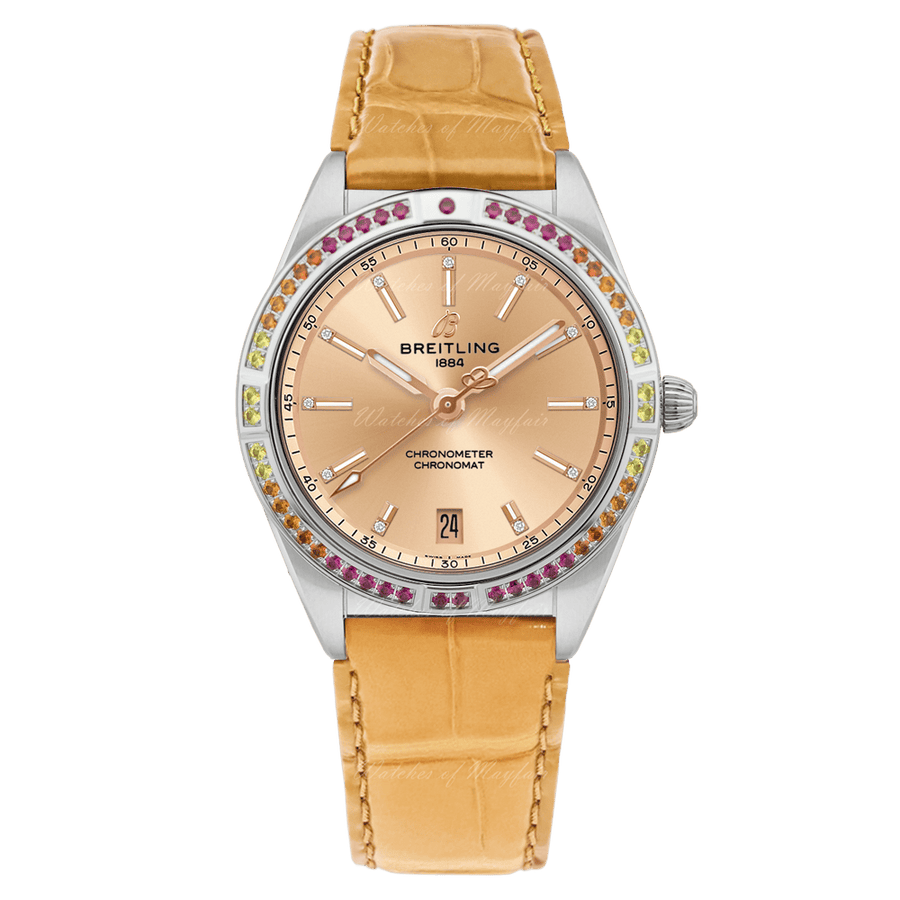 Breitling Chronomat Automatic 36 South Sea Brown Dial Brown Leather Strap Watch for Women - A10380611A1P1