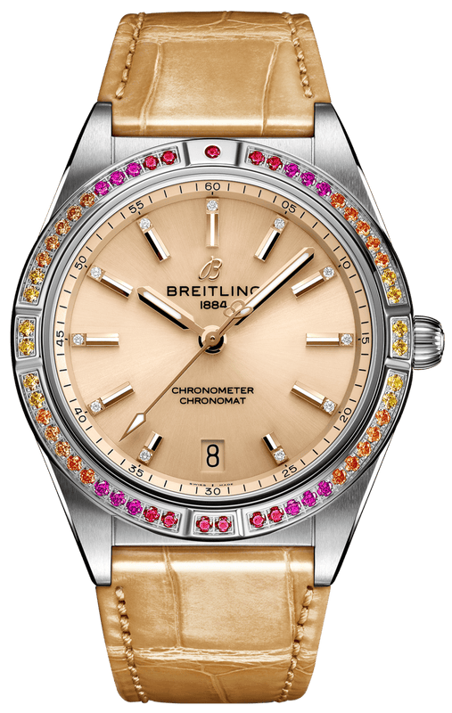 Breitling Chronomat Automatic 36 South Sea Brown Dial Brown Leather Strap Watch for Women - A10380611A1P1