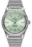 Breitling Chronomat Automatic 36 Diamonds Green Dial Two Tone Steel Strap Watch for Women - A10380591L1A1