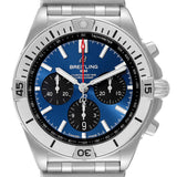 Breitling Chronomat B01 42mm Blue Dial Silver Steel Strap Watch for Men - AB0134101C1A1