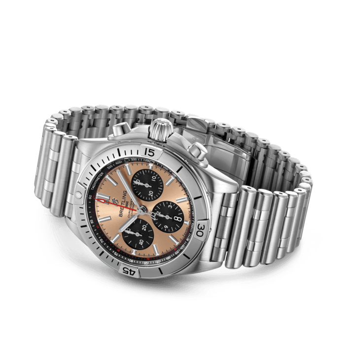 Breitling Chronomat B01 42 Brown Dial Silver Steel Strap Watch for Men - AB0134101K1A1