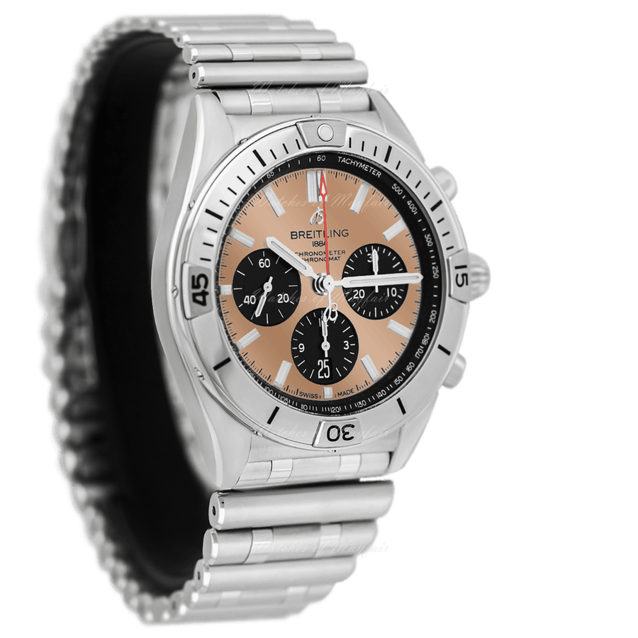 Breitling Chronomat B01 42 Brown Dial Silver Steel Strap Watch for Men - AB0134101K1A1