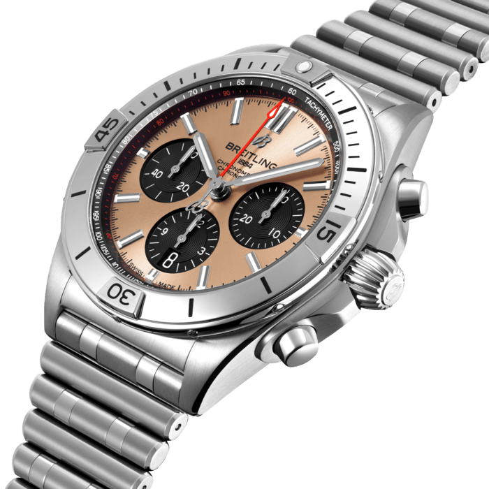 Breitling Chronomat B01 42 Brown Dial Silver Steel Strap Watch for Men - AB0134101K1A1