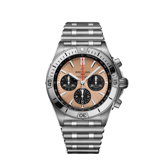Breitling Chronomat B01 42 Brown Dial Silver Steel Strap Watch for Men - AB0134101K1A1