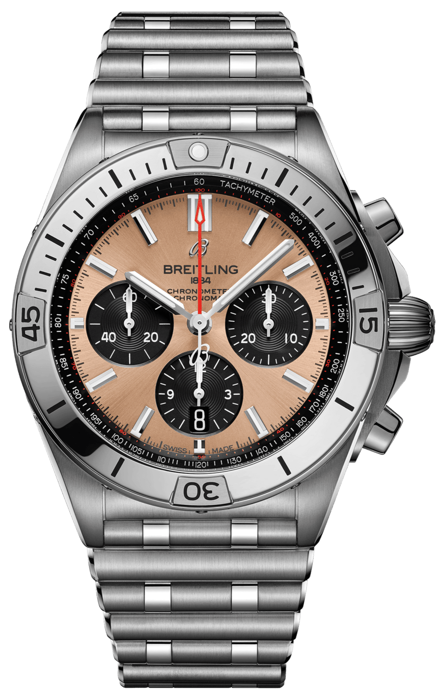 Breitling Chronomat B01 42 Brown Dial Silver Steel Strap Watch for Men - AB0134101K1A1