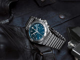 Breitling Chronomat B01 42 Frecce Tricolori Blue Dial Silver Steel Strap Watch for Men - AB01344A1C1A1