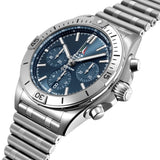 Breitling Chronomat B01 42 Frecce Tricolori Blue Dial Silver Steel Strap Watch for Men - AB01344A1C1A1