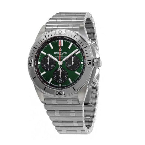 Breitling Chronomat B01 42 Green Dial Silver Steel Strap Watch for Men - AB0134101L1A1