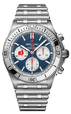Breitling Chronomat B01 42 Six Nations France Blue Dial Silver Steel Strap Watch for Men - AB0134A81C1A1