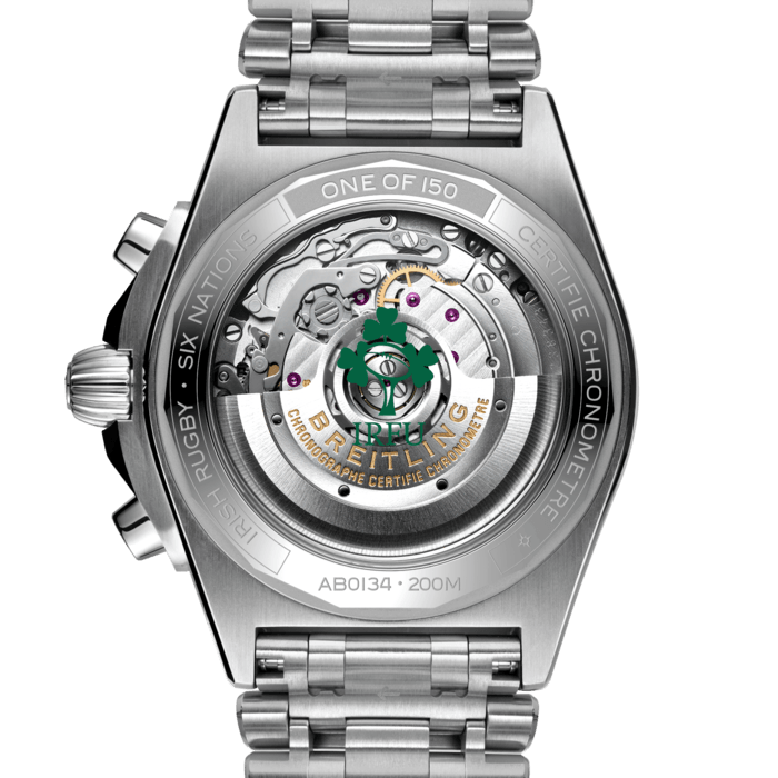 Breitling Chronomat B01 42 Six Nations Ireland Green Dial Silver Steel Strap Watch for Men - AB0134A91L1A1
