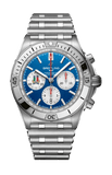 Breitling Chronomat B01 42 Six Nations Italy Blue Dial Silver Steel Strap Watch for Men - AB0134A41C1A1