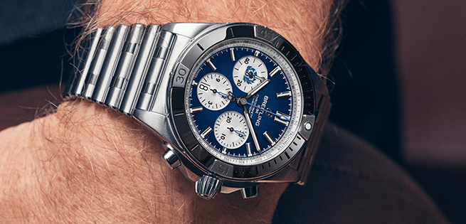 Breitling Chronomat B01 42 Six Nations Scotland Blue Dial Silver Steel Strap Watch for Men - AB0134A51C1A1