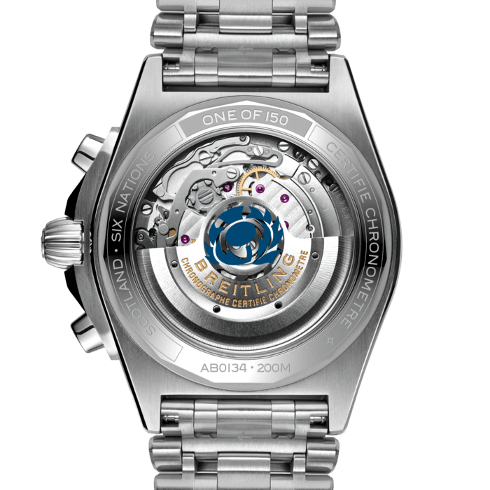 Breitling Chronomat B01 42 Six Nations Scotland Blue Dial Silver Steel Strap Watch for Men - AB0134A51C1A1