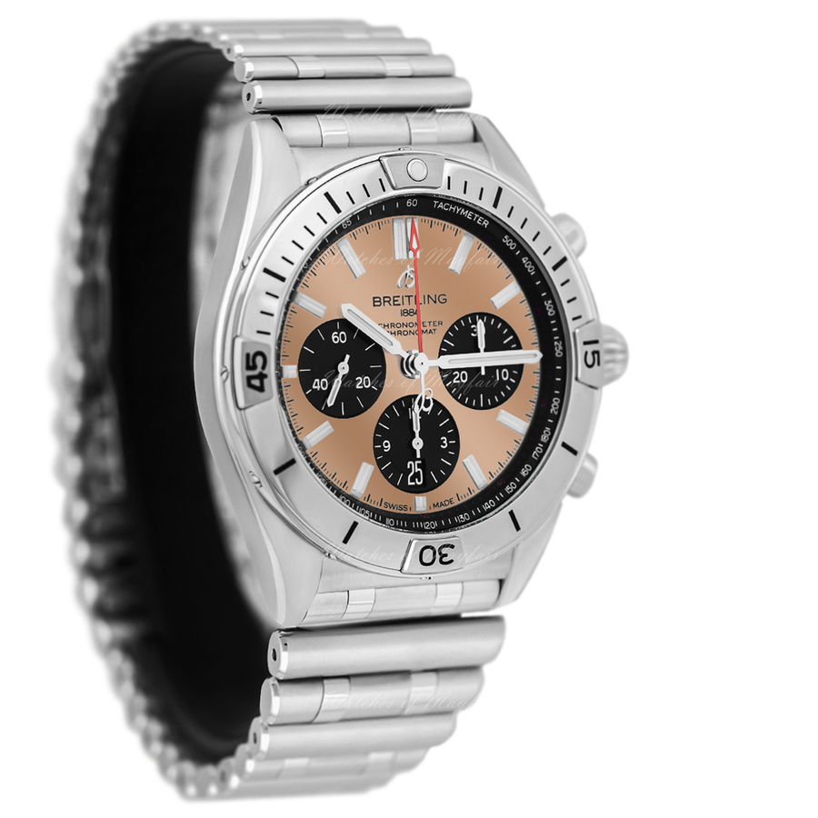 Breitling Chronomat B01 42 Brown Dial Silver Steel Strap Watch for Men - AB0134101K1A1