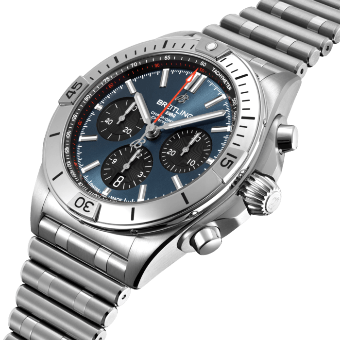 Breitling Chronomat B01 42mm Blue Dial Silver Steel Strap Watch for Men - AB0134101C1A1
