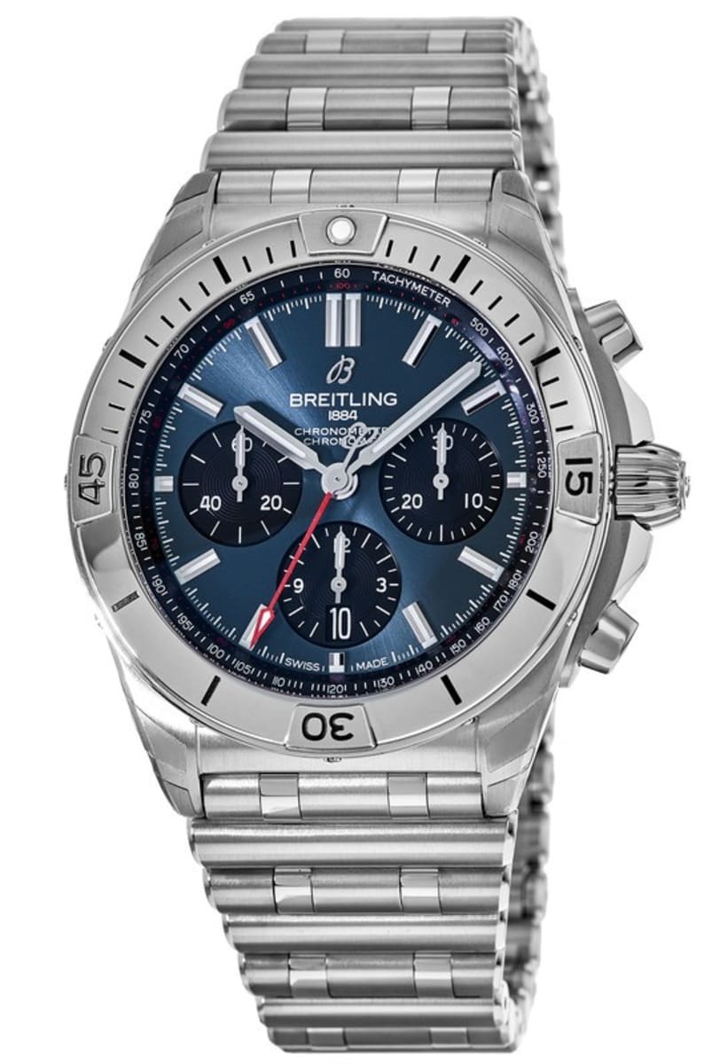 Breitling Chronomat B01 42mm Blue Dial Silver Steel Strap Watch for Men - AB0134101C1A1