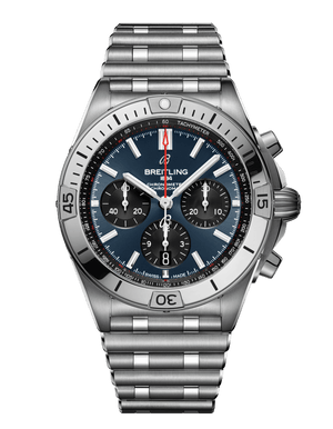 Breitling Chronomat B01 42mm Blue Dial Silver Steel Strap Watch for Men - AB0134101C1A1