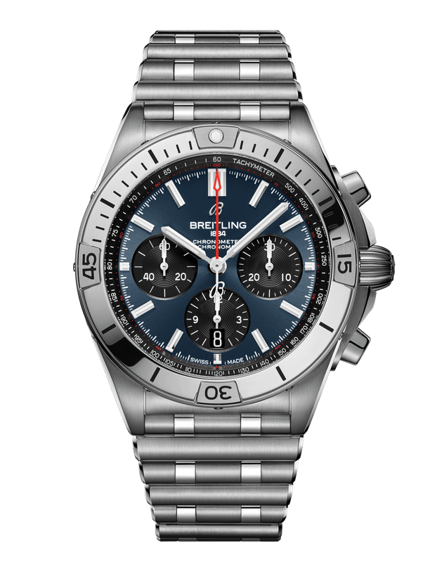 Breitling Chronomat B01 42mm Blue Dial Silver Steel Strap Watch for Men - AB0134101C1A1