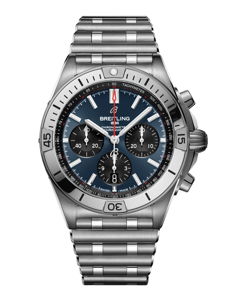 Breitling Chronomat B01 42mm Blue Dial Silver Steel Strap Watch for Men - AB0134101C1A1