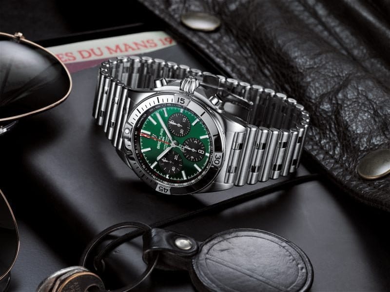Breitling Chronomat B01 42mm Green Dial Silver Steel Strap Watch for Men - AB01343A1L1A1
