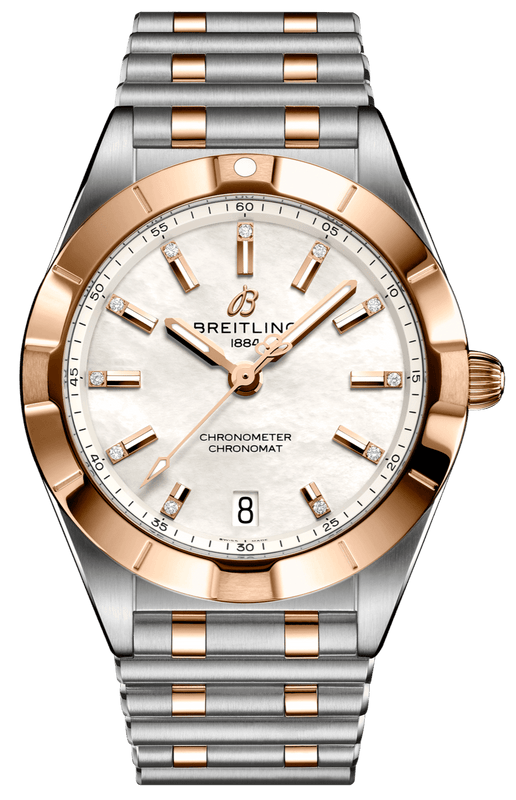 Breitling Chronomat B02 18K Red Gold White Dial Two Tone Steel Strap Watch for Men - U77310101A2U1