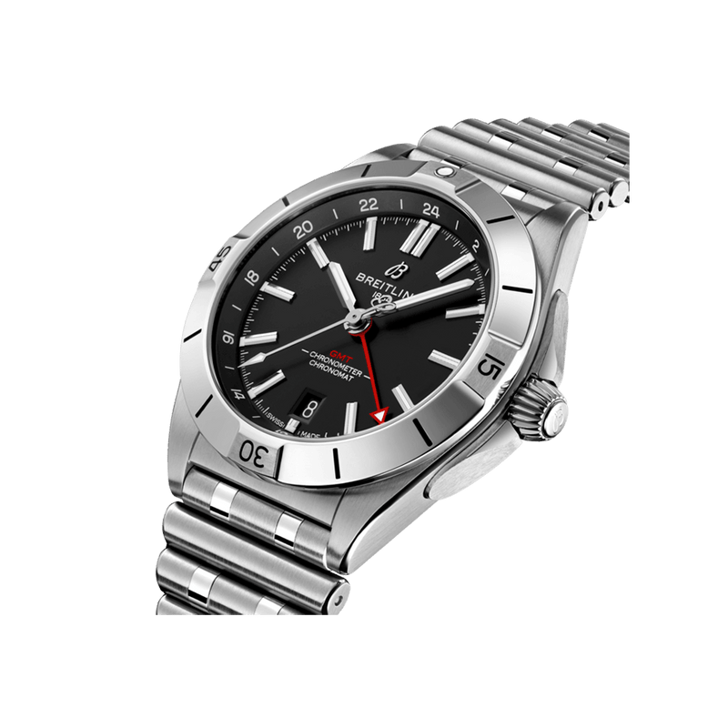Breitling Chronomat GMT 40 Automatic Black Dial Silver Steel Strap Watch for Men - A32398101B1A1