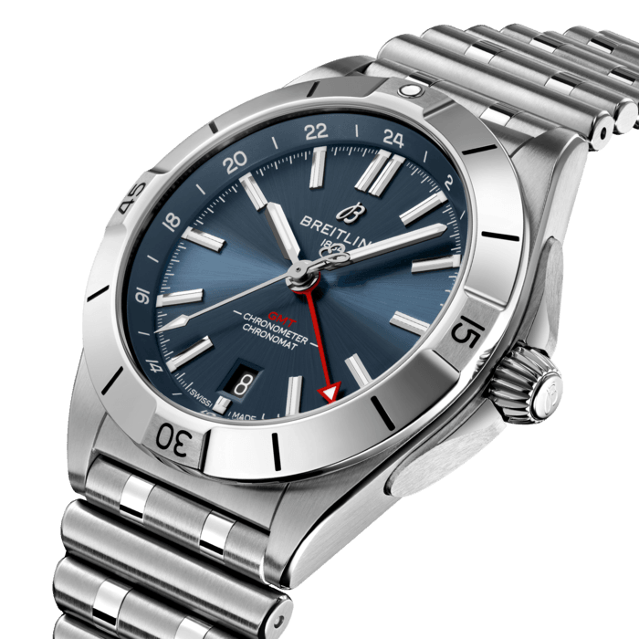 Breitling Chronomat GMT 40 Blue Dial Silver Steel Strap Watch for Men - A32398101C1A1
