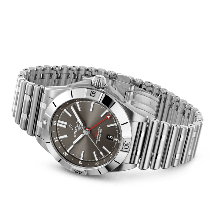 Breitling Chronomat GMT 40 Brown Dial Silver Steel Strap Watch for Men - A32398101M1A1