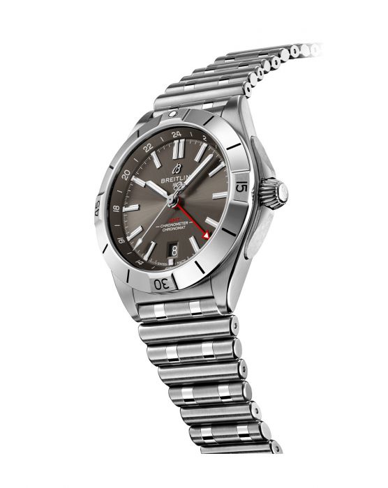 Breitling Chronomat GMT 40 Brown Dial Silver Steel Strap Watch for Men - A32398101M1A1