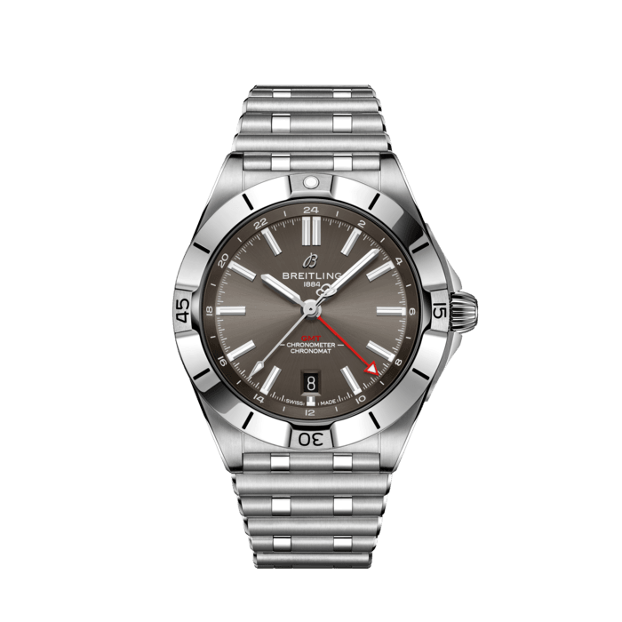 Breitling Chronomat GMT 40 Brown Dial Silver Steel Strap Watch for Men - A32398101M1A1