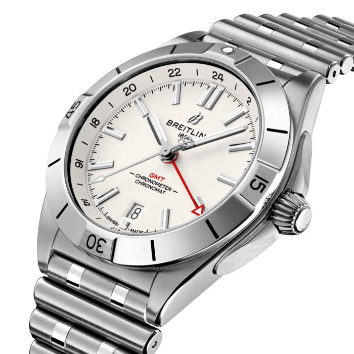 Breitling Chronomat GMT 40 White Dial Silver Steel Strap Watch for Men - A32398101A1A1
