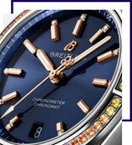 Breitling Chronomat Automatic 36 South Sea Blue Dial Blue Leather Strap Watch for Women - A10380611C1P1