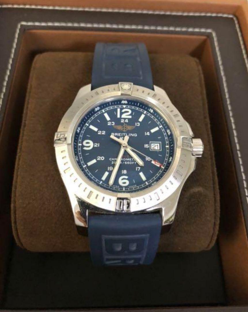 Breitling Colt Automatic 44mm Blue Dial Rubber Strap Mens Watch - A1738811-C906-157S