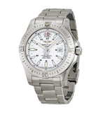 Breitling Colt Automatic Silver Dial Black Leather Mens Watch - A1738811/G791/173A