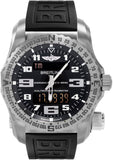 Breitling Emergency Black Dial Black Rubber Strap Watch for Men - E76325221B1S1