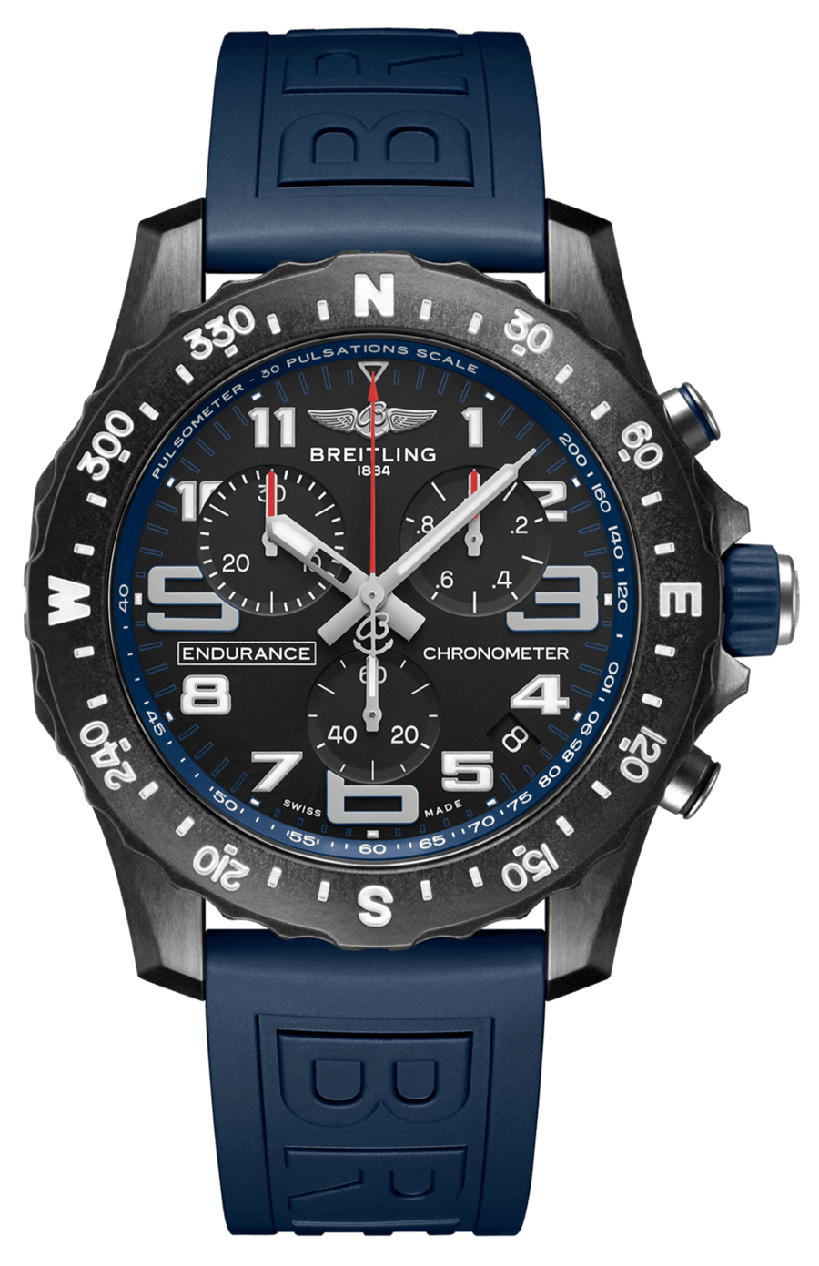 Breitling Endurance Pro Black Dial Blue Rubber Strap Watch for Men - X82310D51B1S1