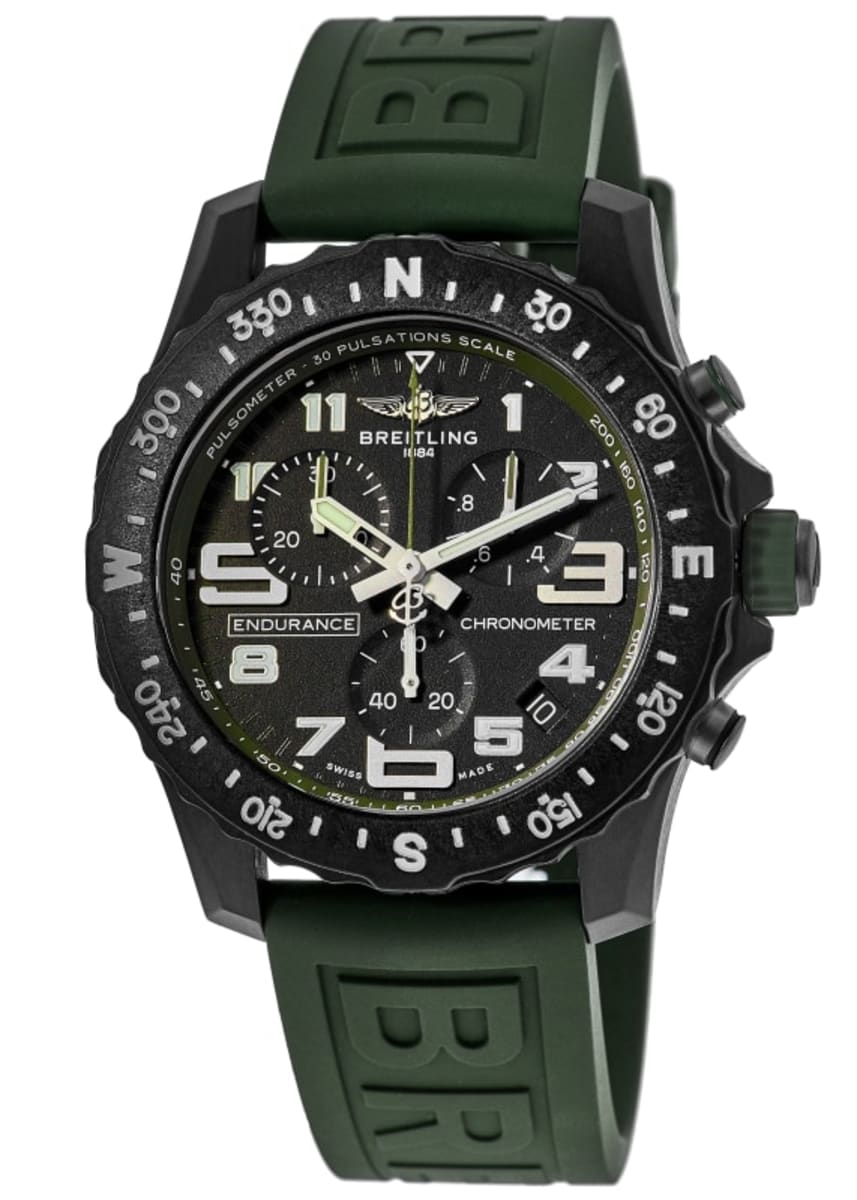 Breitling Endurance Pro Black Dial Green Rubber Strap Watch for Men - X82310D31B1S1