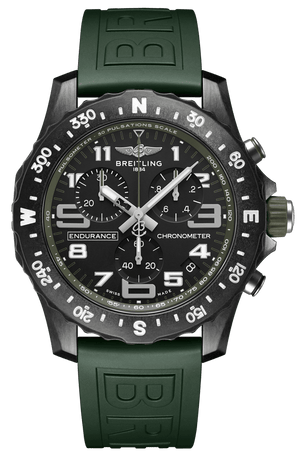 Breitling Endurance Pro Black Dial Green Rubber Strap Watch for Men - X82310D31B1S1