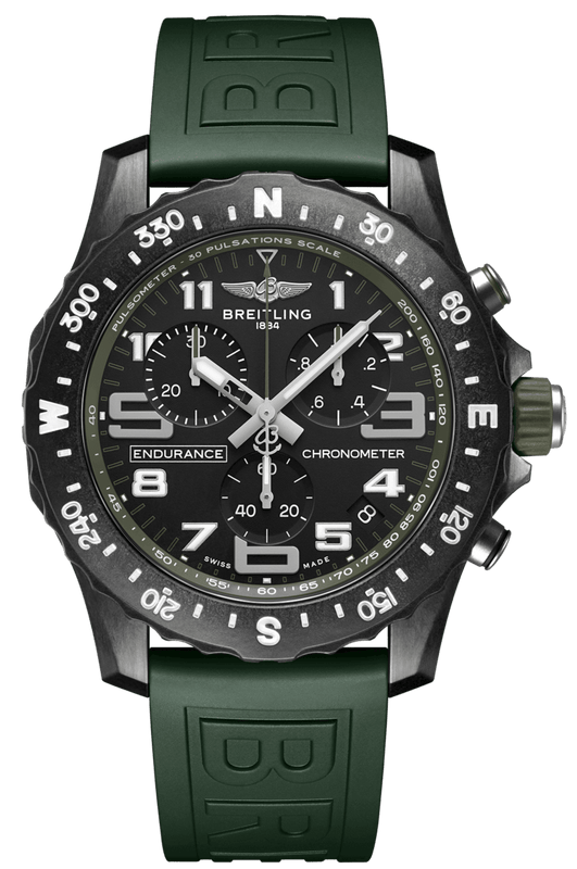 Breitling Endurance Pro Black Dial Green Rubber Strap Watch for Men - X82310D31B1S1