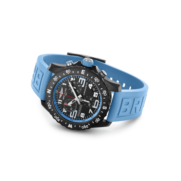 Breitling Endurance Pro Black Dial Light Blue Rubber Strap Watch for Men - X82310281B1S1