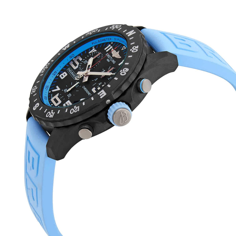 Breitling Endurance Pro Black Dial Light Blue Rubber Strap Watch for Men - X82310281B1S1