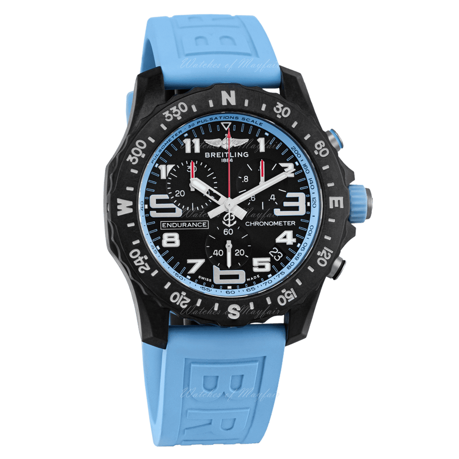 Breitling Endurance Pro Black Dial Light Blue Rubber Strap Watch for Men - X82310281B1S1