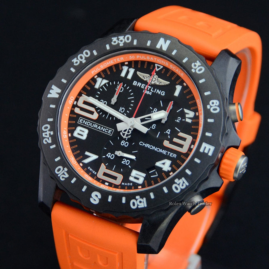 Breitling Endurance Pro Black Dial Orange Rubber Strap Watch for Men - X82310A51B1S1