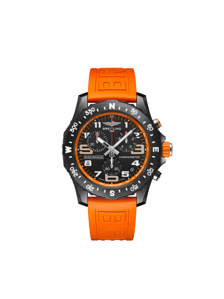 Breitling Endurance Pro Black Dial Orange Rubber Strap Watch for Men - X82310A51B1S1