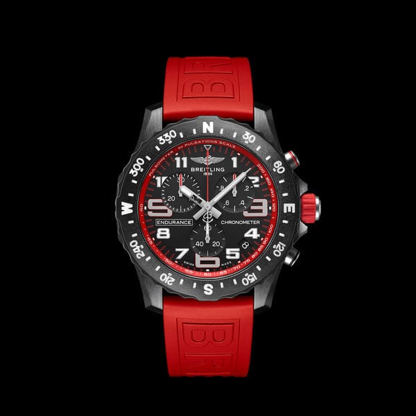 Breitling Endurance Pro Black Dial Red Rubber Strap Watch for Men - X82310D91B1S1