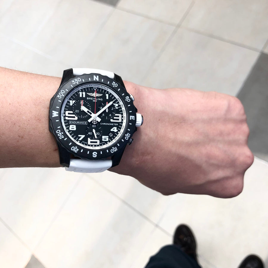 Breitling Endurance Pro Black Dial White Rubber Strap Watch for Men - X82310A71B1S1