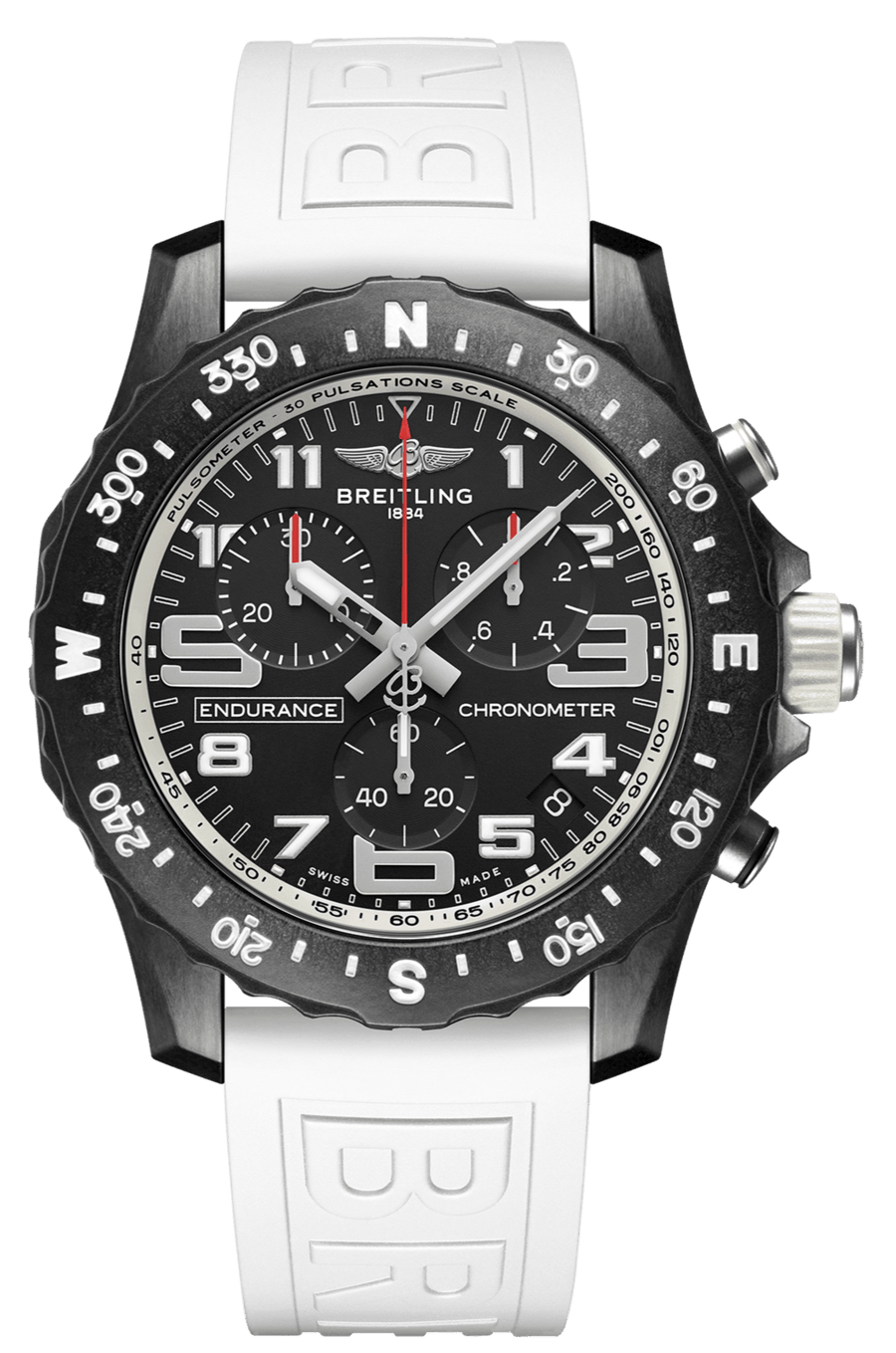 Breitling Endurance Pro Black Dial White Rubber Strap Watch for Men - X82310A71B1S1