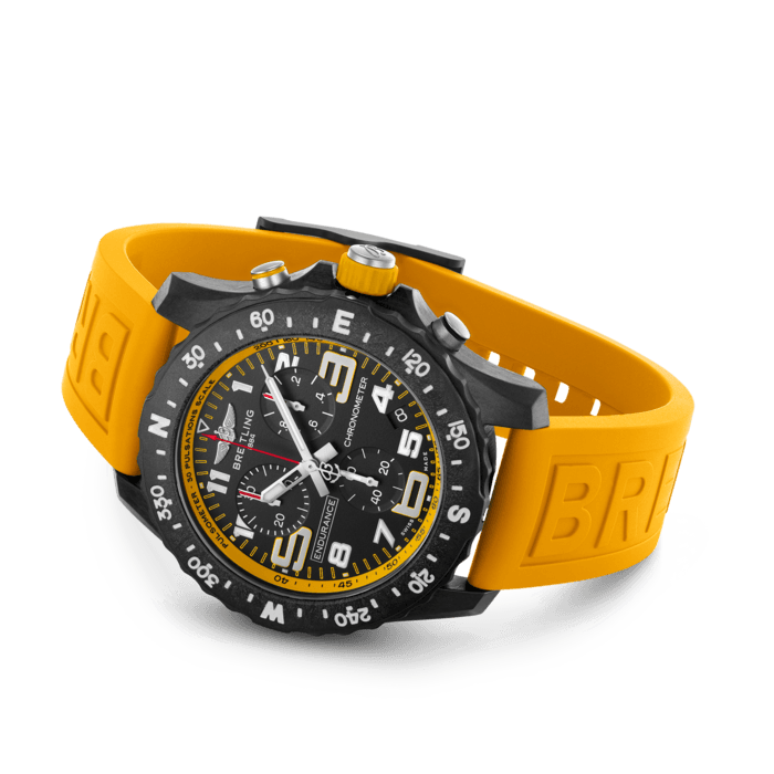 Breitling Endurance Pro Black Dial Yellow Rubber Strap Watch for Men - X82310A41B1S1