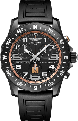 Breitling Endurance Pro Ironman Black Dial Black Rubber Strap Watch for Men - X823101B1B1S1